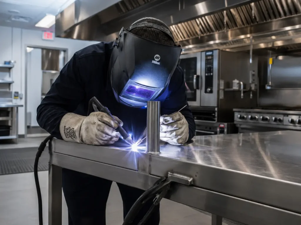 Stainless steel welding for commercial kitchen equipment